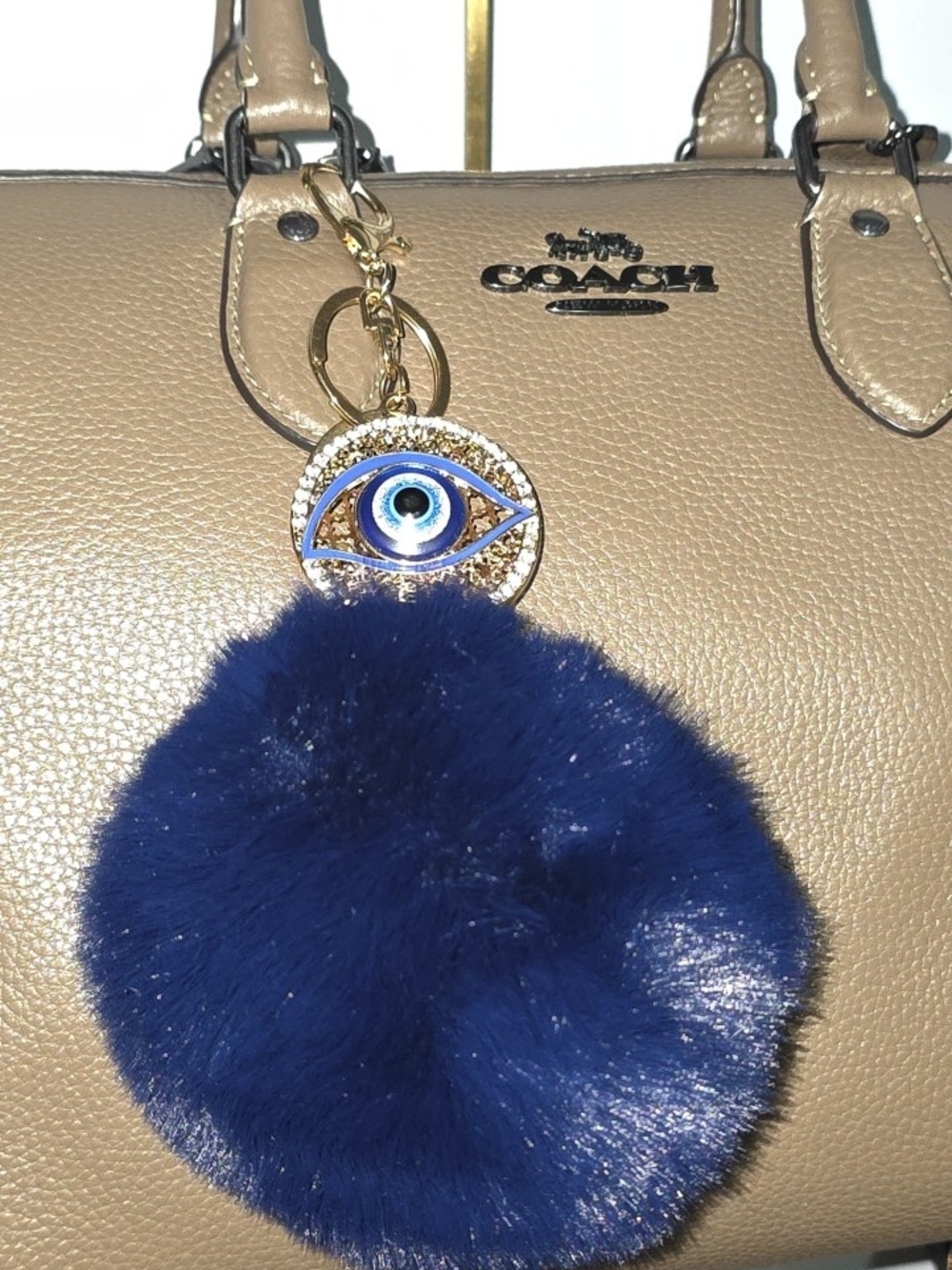 Pom Pom Evil Eye BagbCharm/Keychain (Bag Not Included)